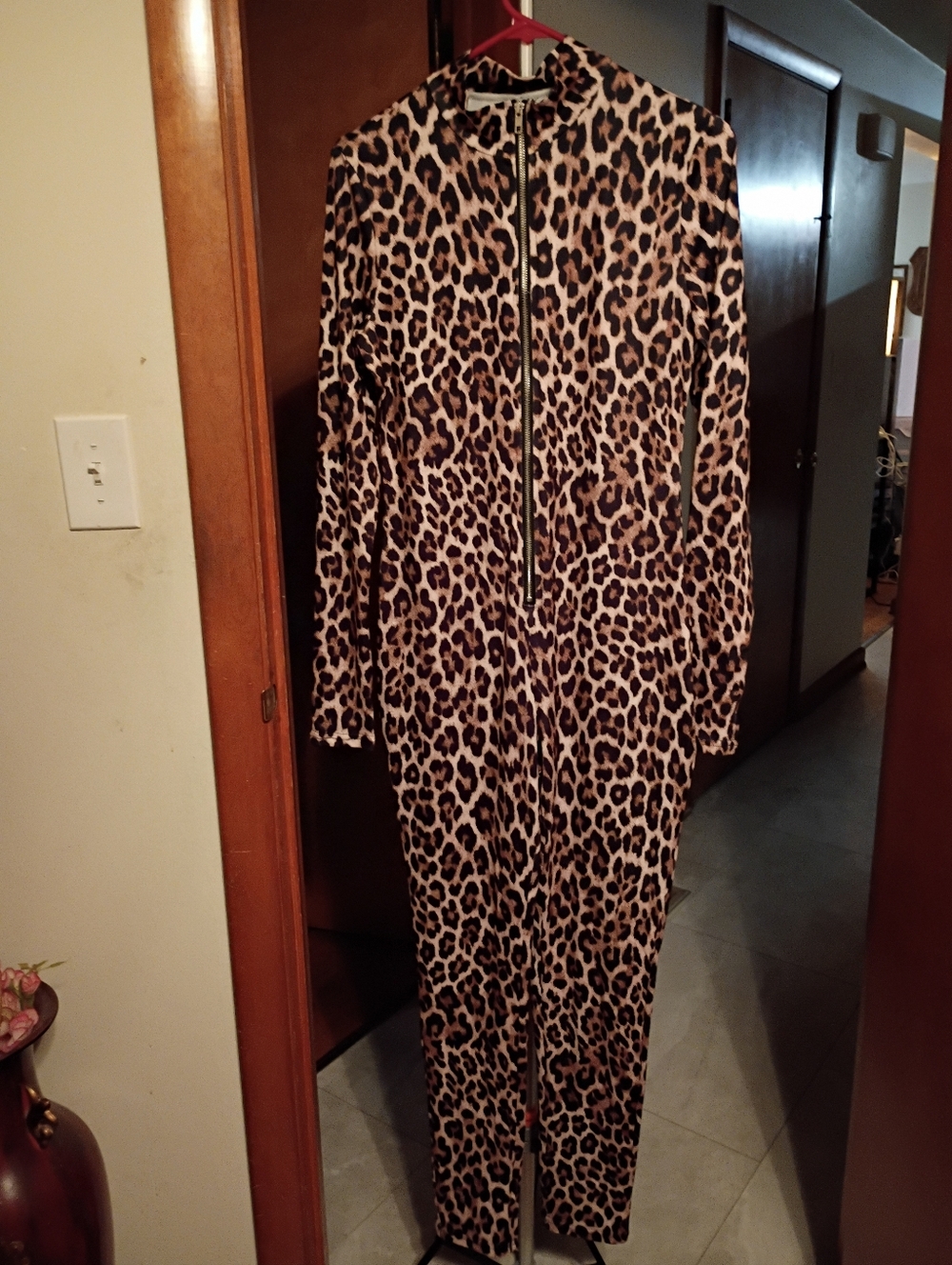Leopard Print Women's Jumpsuit - Zip Front